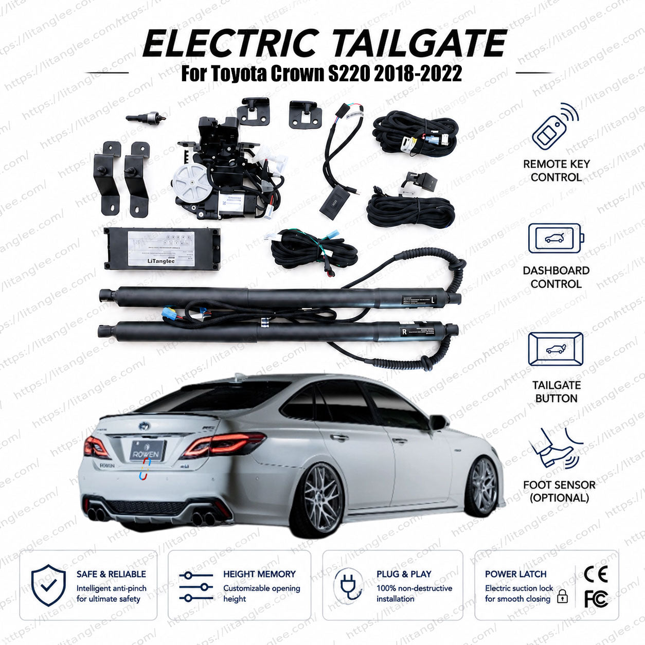 For Toyota Crown S220 2018-2022 Automatic Power Tailgate Lift Kit | 15th Gen Crown Sport Sedan | Smart Trunk Opener | Ultra-Silent | OEM Fit & CE Certified