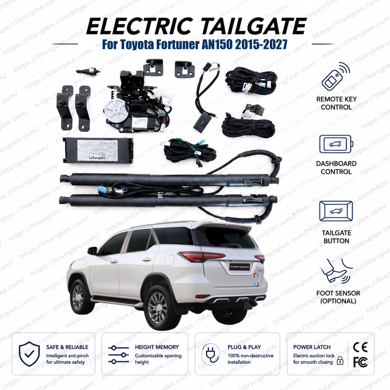 For Toyota Fortuner AN150 2015-2026 Automatic Power Tailgate Lift Kit | Smart Electric Trunk Opener | SW4 | Ultra-Silent | OEM Fit & CE Certified