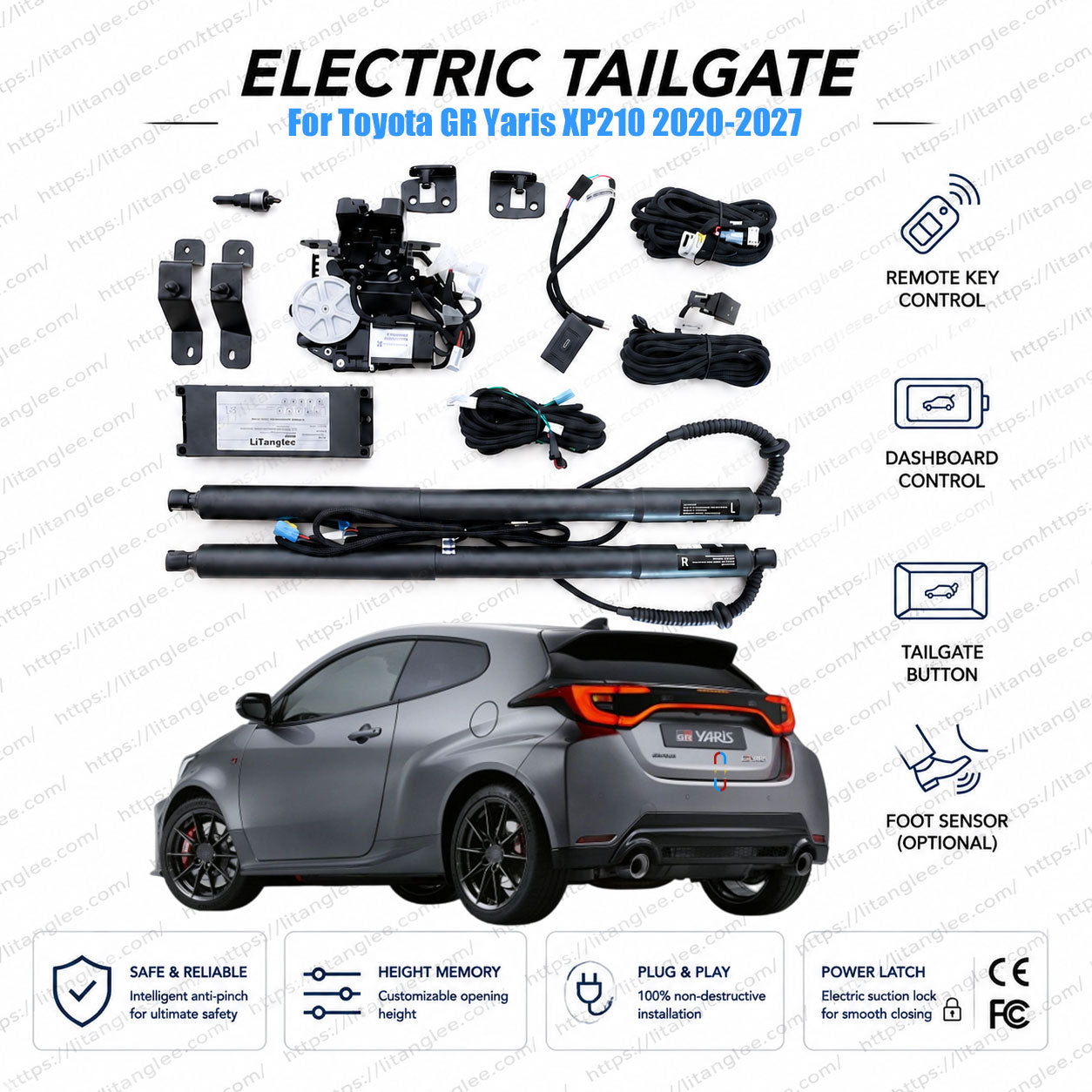 Für Toyota GR Yaris XP210 2020-2026 Elektrische Heckklappe | Smarter Kofferraumöffner | Gazoo Racing | Ultra-Leise | OEM-Passform & CE-Zertifiziert