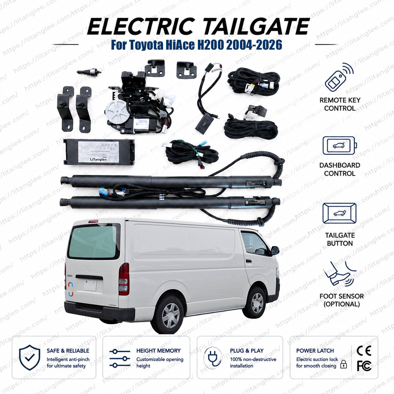 For Toyota HiAce H200 2004-2026 Power Tailgate Lift Kit | Smart Electric Trunk Opener | Commuter | Ultra-Silent | OEM Fit & CE Certified