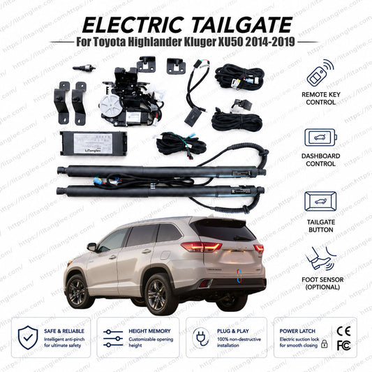 Für Toyota Highlander Kluger XU50 2014-2019 Elektrisches Heckklappen-Nachrüstkit | Intelligenter elektrischer Kofferraumöffner | 3. Gen | Ultra-Leise | OEM-Passform & CE-zertifiziert