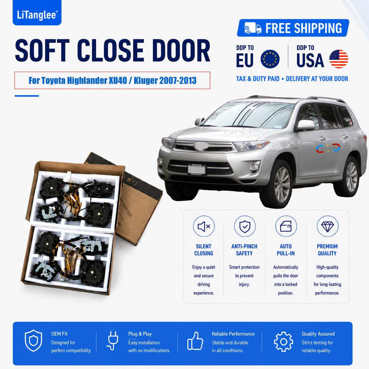 For Toyota Highlander XU40 / Kluger (2007-2013) Electric Soft Close Door Upgrade Kit | LiTanglee