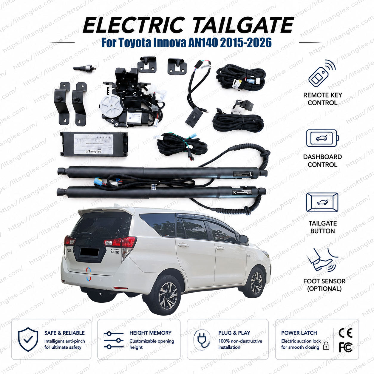 Für Toyota Innova AN140 2015-2026 Elektrische Heckklappen-Nachrüstlösung | Intelligenter Heckklappenöffner | Crysta | Extrem leise | OEM-Passform & CE-zertifiziert