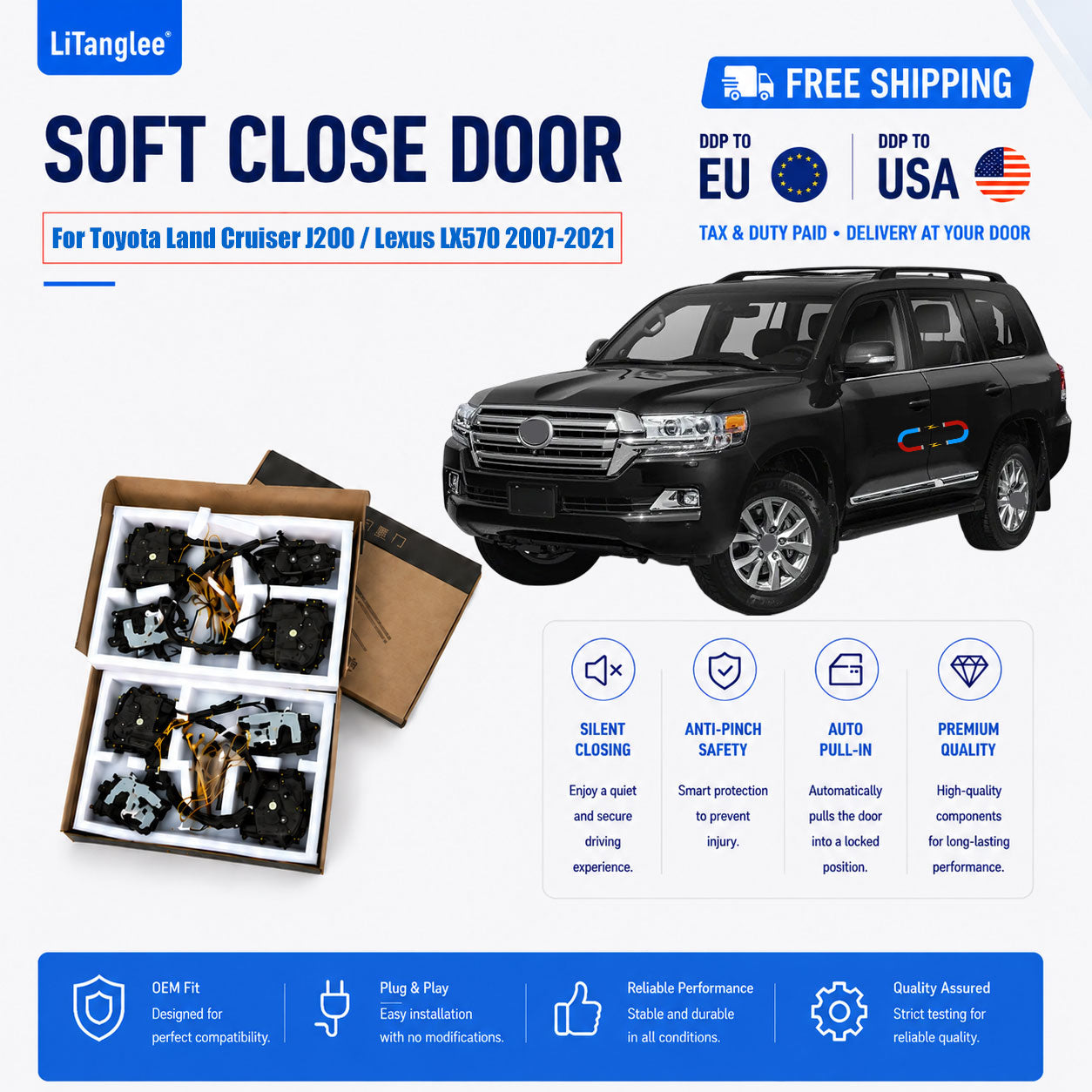 For Toyota Land Cruiser J200 / Lexus LX570 (2007-2021) Electric Soft Close Door Upgrade Kit | LiTanglee