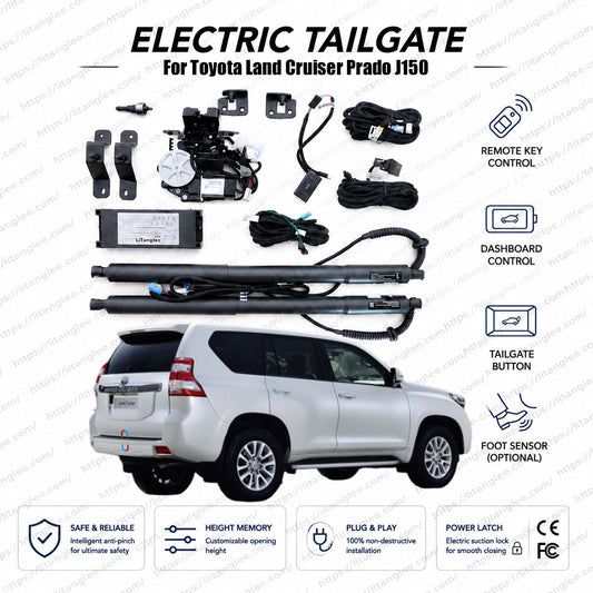 Für Toyota Land Cruiser Prado J150 2009-2023 Automatisches Power-Heckklappen-Kit | 150er Serie Smarter Elektrischer Kofferraumöffner | Ultra-leise | OEM-Passform & CE-zertifiziert