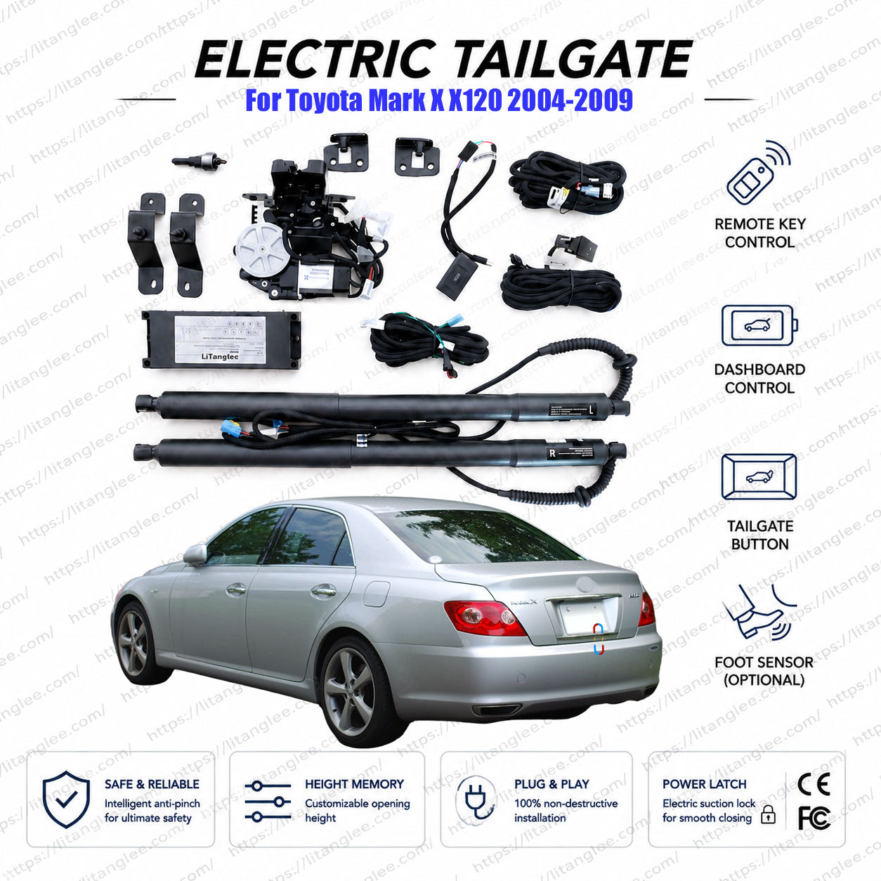 For Toyota Mark X X120 2004-2009 Automatic Power Tailgate Lift Kit | Smart Electric Trunk Opener | Reiz | Ultra-Silent | OEM Fit