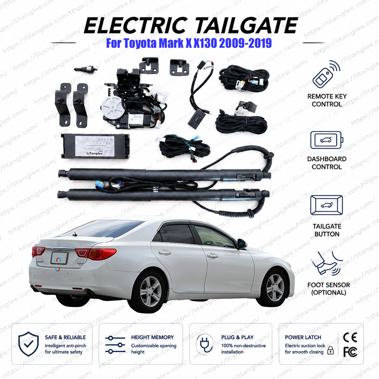 For Toyota Mark X X130 2009-2019 Automatic Power Tailgate Lift Kit | Smart Electric Trunk Opener | Reiz | Ultra-Silent | OEM Fit