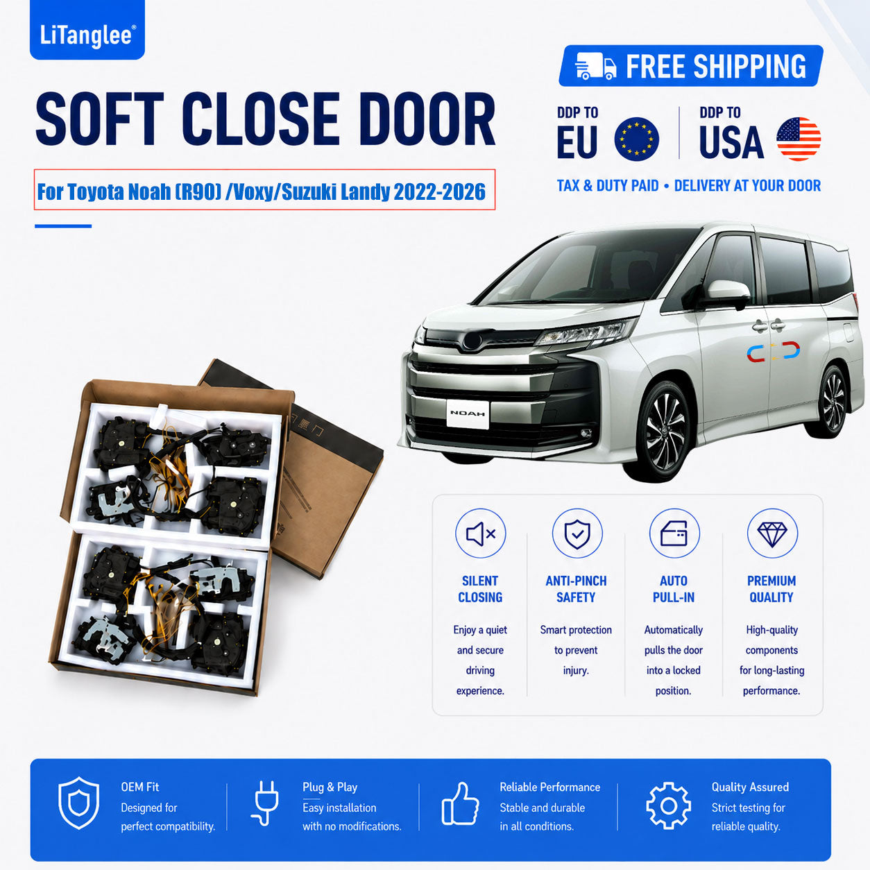 For Toyota Noah (R90) / Voxy / Suzuki Landy 2022-2026 Premium Electric Soft Close Door Kit