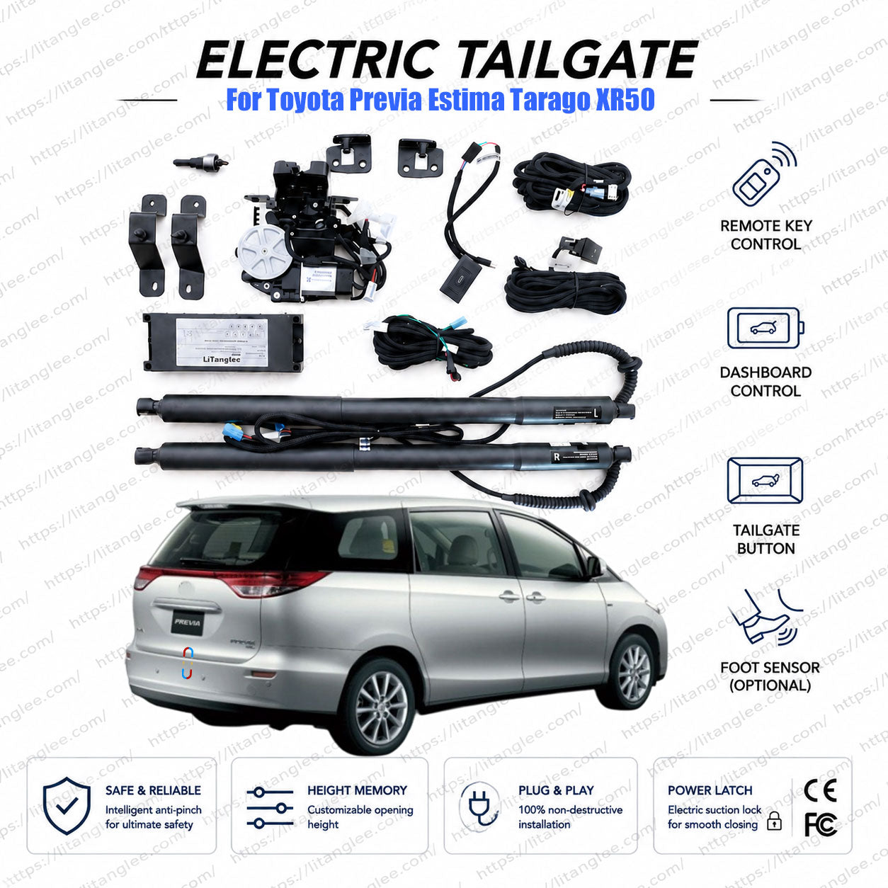For Toyota Previa Estima Tarago XR50 2006-2019 Power Tailgate Lift Kit | Smart Electric Trunk Opener | 3rd Gen | Dual Struts | Ultra-Silent | OEM Fit & CE Certified
