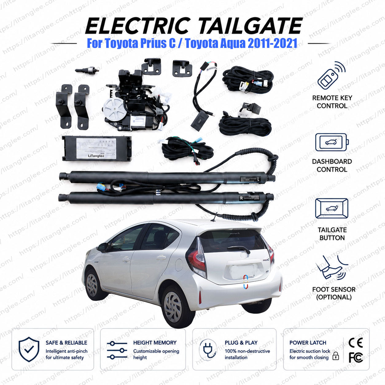 Für Toyota Prius C / Toyota Aqua 2011-2021 Elektrische Heckklappe | Smarter Kofferraumöffner | NHP10 | Hybrid | Ultra-leise | OEM Passform & CE-zertifiziert