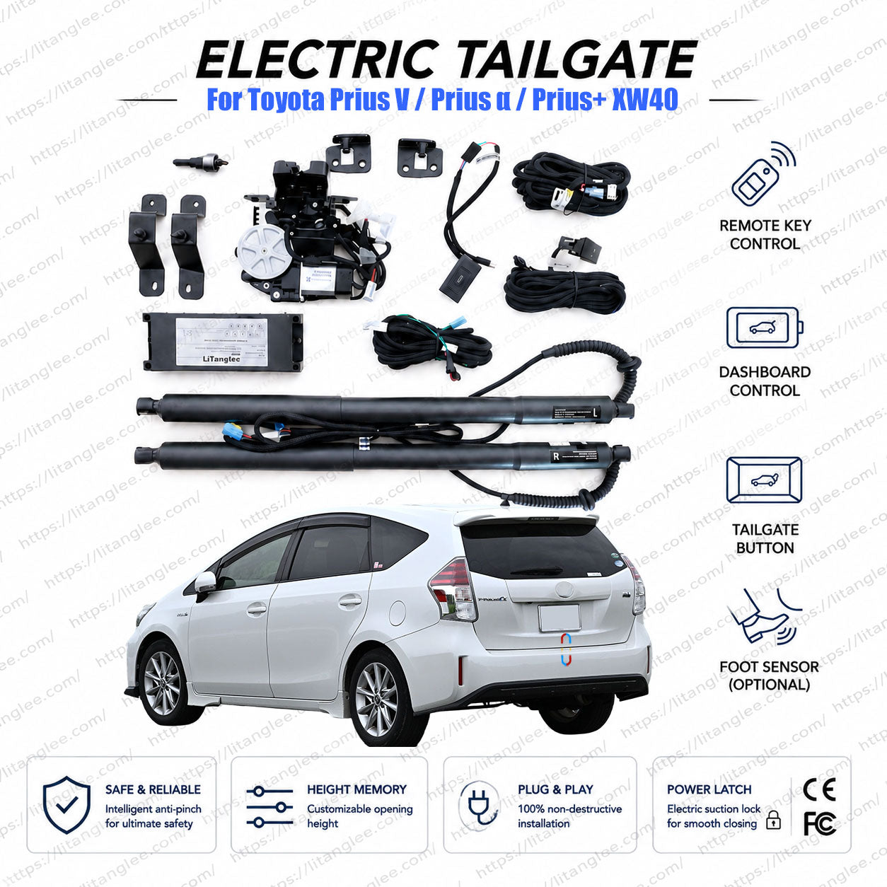 For Toyota Prius V / Prius α / Prius+ XW40 2011-2021 Power Tailgate Lift Kit | Smart Electric Trunk Opener | Hybrid Wagon | Dual Struts | Ultra-Silent | OEM Fit & CE Certified