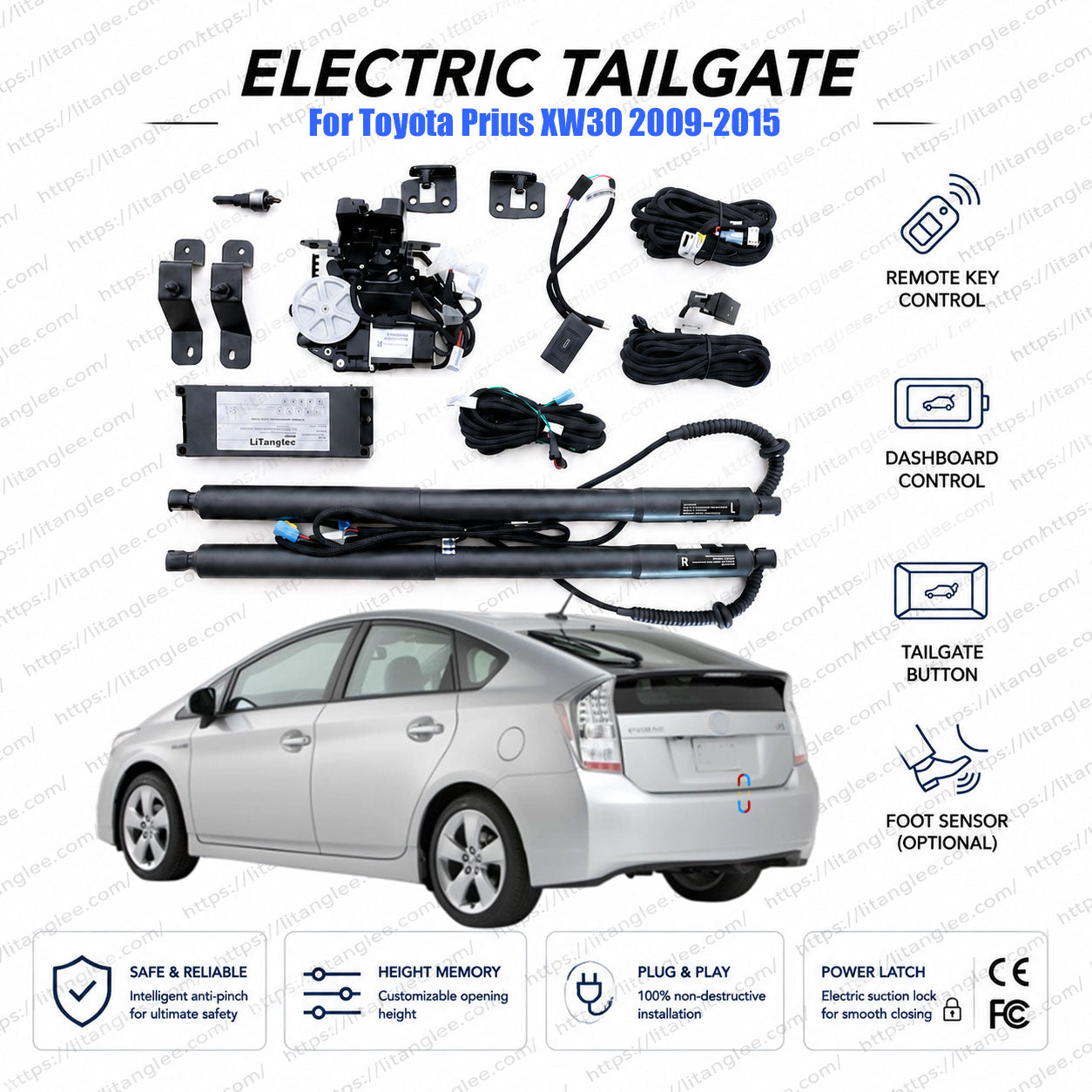 Für Toyota Prius XW30 2009-2015 Elektrische Heckklappe Lift Kit | Intelligente elektrische Kofferraumöffnung | 3. Generation | Hybrid | Ultra-leise | OEM-Passform & CE-zertifiziert