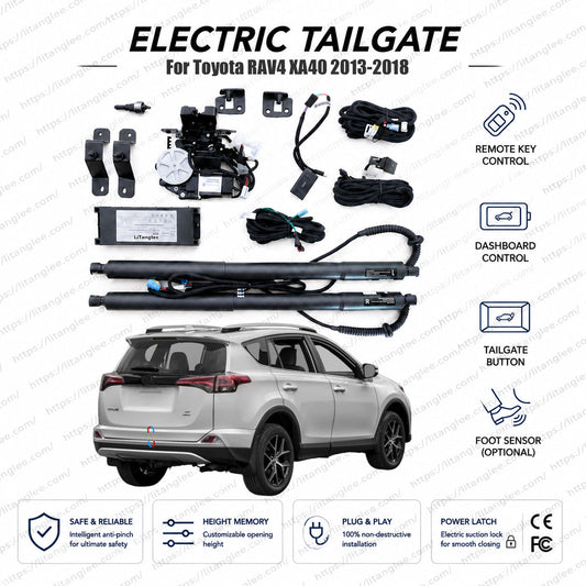 Für Toyota RAV4 XA40 2013-2018 elektrische Heckklappen-Nachrüstlösung | Intelligenter elektrischer Kofferraumöffner | 4. Generation | Ultra-leise | OEM-Passform & CE-zertifiziert