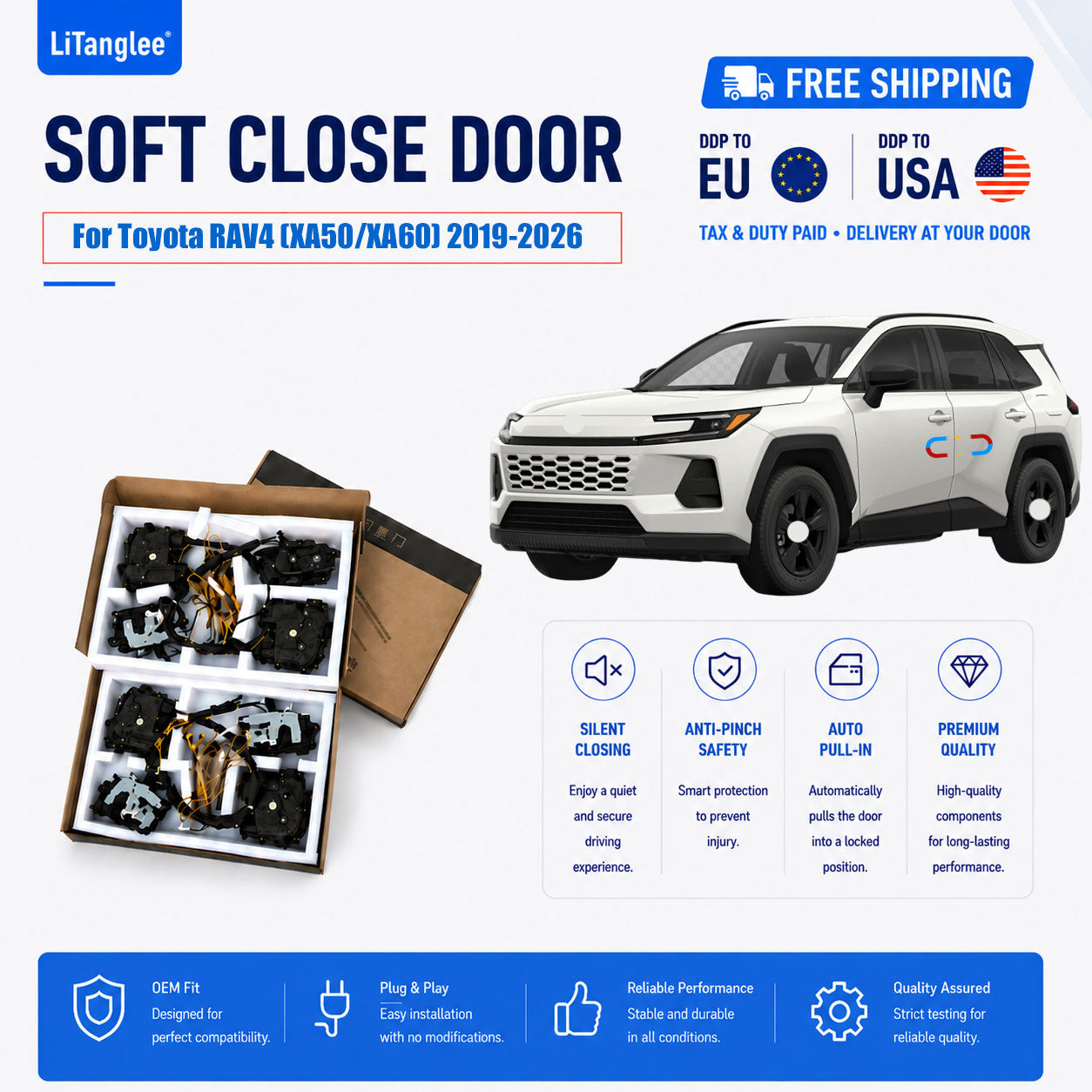 For Toyota RAV4 (XA50/XA60) 2019-2026 Premium Electric Soft Close Door Kit