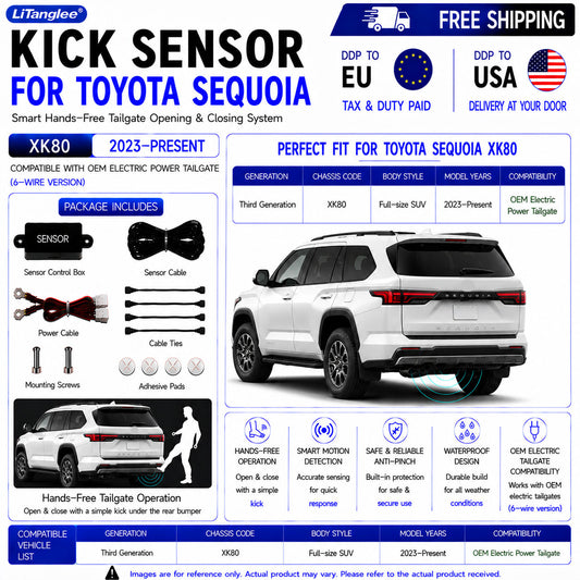For Toyota Sequoia XK80 OEM Electric Power Tailgate Smart Hands-Free Kick Sensor – Foot-Activated Tailgate Opening & Closing System