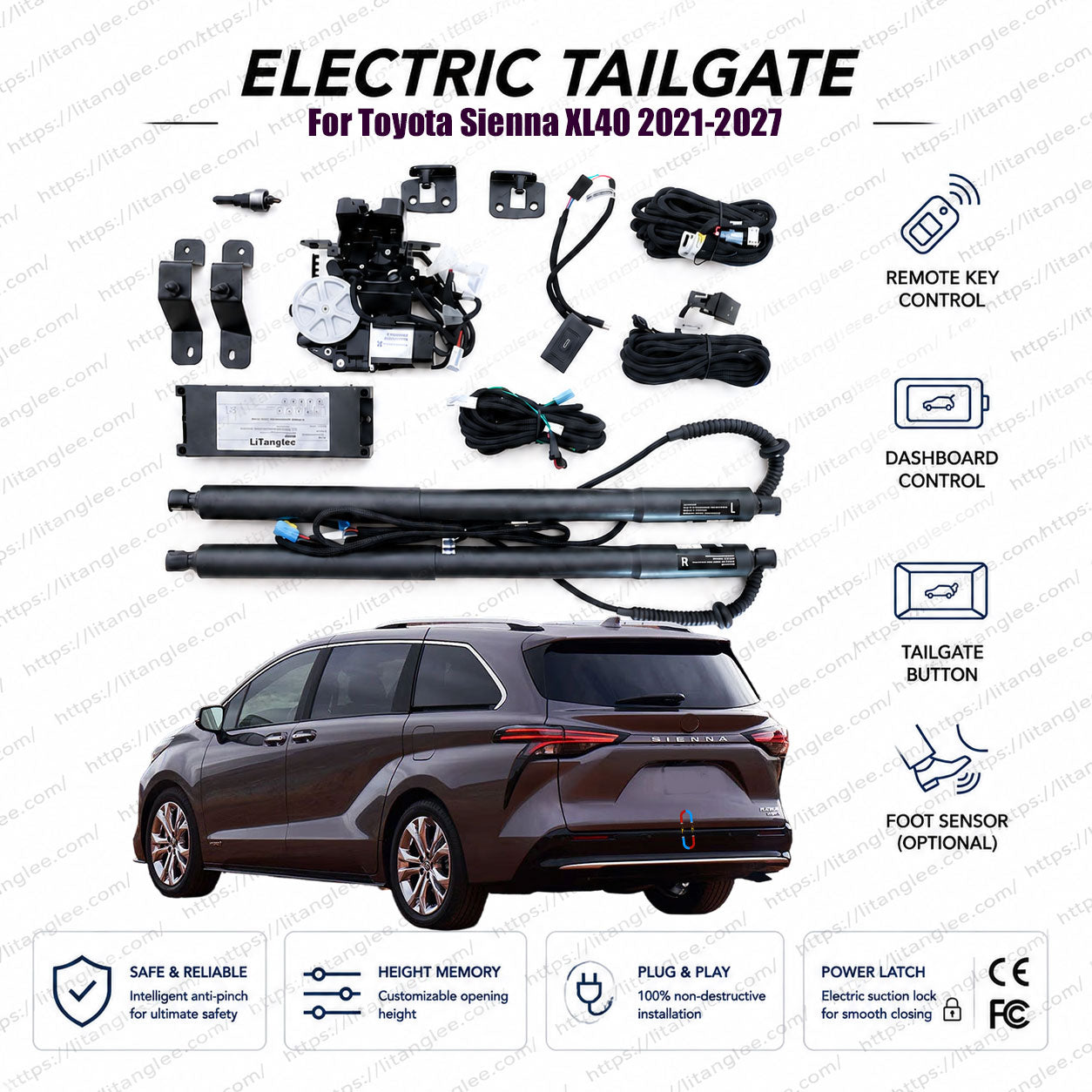For Toyota Sienna XL40 2021-2026 Power Tailgate Lift Kit | Smart Electric Trunk Opener | 4th Gen | Hybrid | Ultra-Silent | OEM Fit & CE Certified
