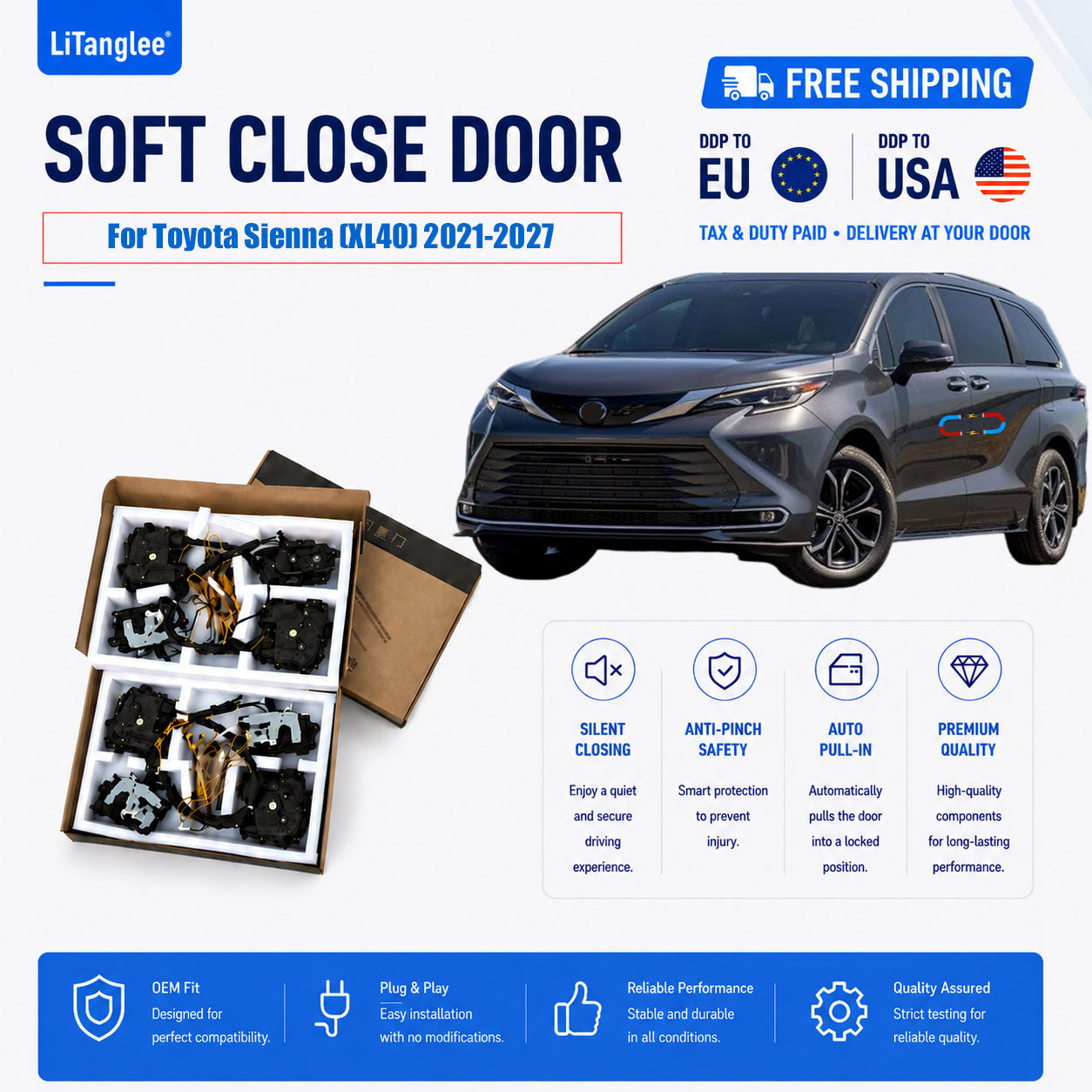 For Toyota Sequoia XK60 (2008-2022) Electric Soft Close Door Upgrade Kit | LiTanglee