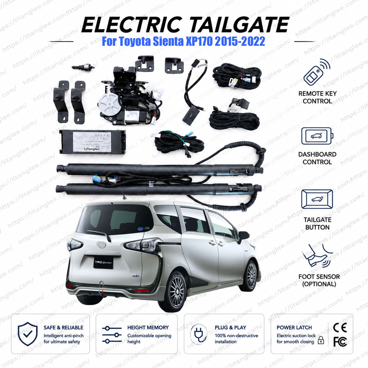 For Toyota Sienta XP170 2015-2022 Power Tailgate Lift Kit | Smart Electric Trunk Opener | 2nd Gen | Hybrid | Ultra-Silent | OEM Fit & CE Certified