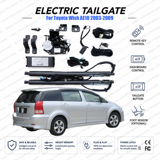Für Toyota Wish AE10 2003-2009 Elektrische Heckklappenlift-Kit | Intelligenter elektrischer Kofferraumöffner | 1. Generation | Doppelte Gasfedern | Ultra-leise | OEM-Passform & CE-zertifiziert