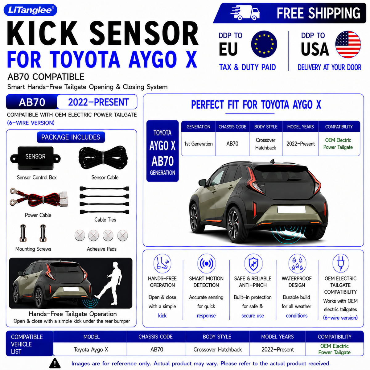 For Toyota Aygo X AB70 OEM Electric Power Tailgate Smart Hands-Free Kick Sensor – Foot-Activated Tailgate Opening & Closing System