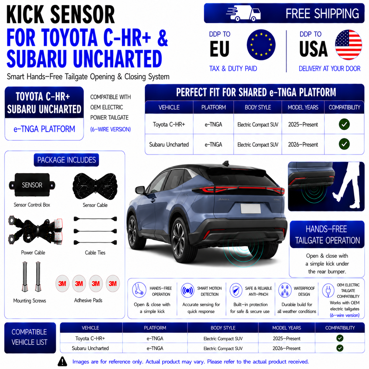 For Toyota C-HR+ & Subaru Uncharted OEM Electric Power Tailgate Smart Hands-Free Kick Sensor – Foot-Activated Tailgate Opening & Closing System