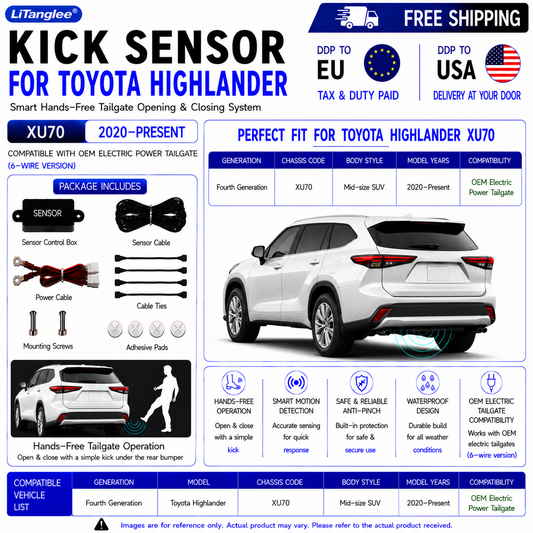 For Toyota Highlander XU70 OEM Electric Power Tailgate Smart Hands-Free Kick Sensor – Foot-Activated Tailgate Opening & Closing System