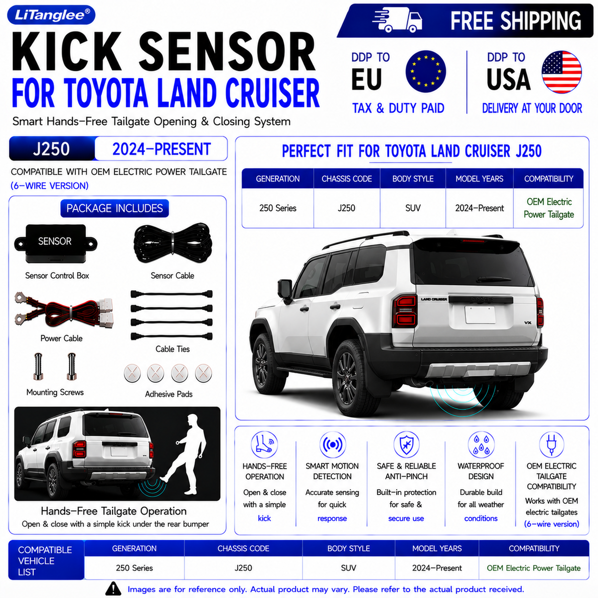 For Toyota Land Cruiser J250 OEM Electric Power Tailgate Smart Hands-Free Kick Sensor – Foot-Activated Tailgate Opening & Closing System