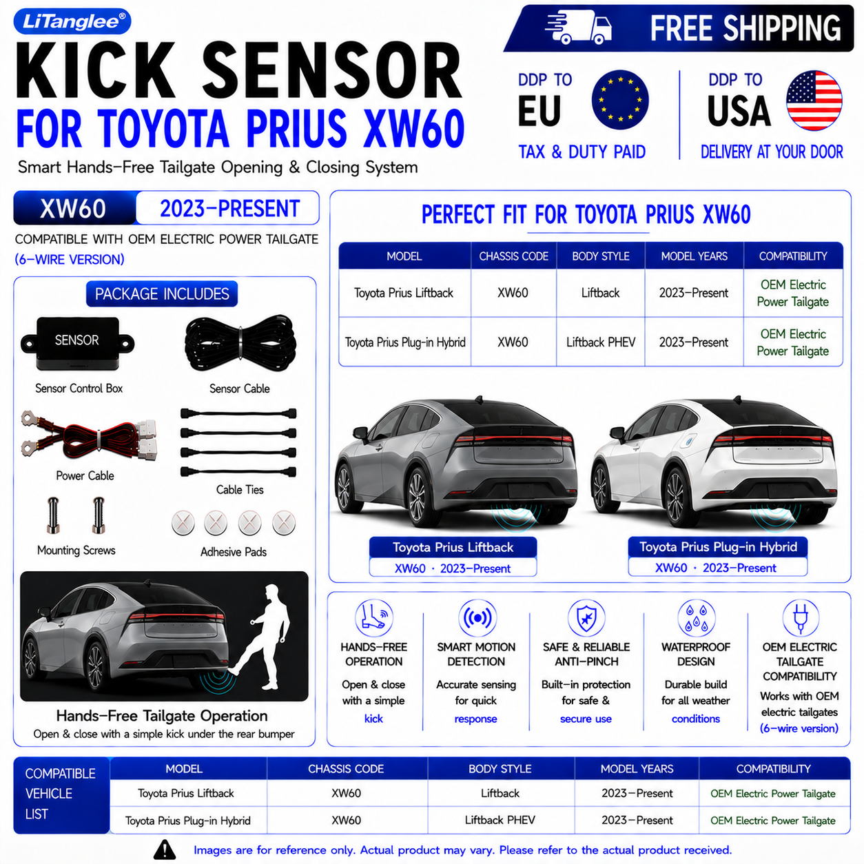 For Toyota Prius Liftback Prius Plug-in Hybrid XW60 OEM Electric Power Tailgate Smart Hands-Free Kick Sensor – Foot-Activated Tailgate Opening & Closing System