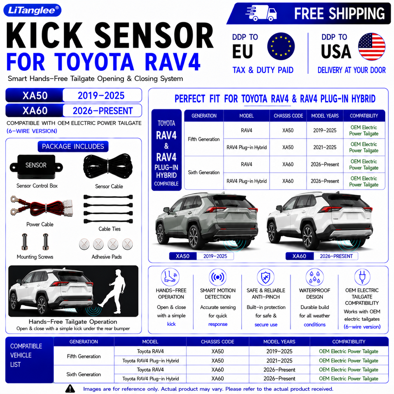 For Toyota RAV4 RAV4 Plug-in Hybrid XA50 XA60 OEM Electric Power Tailgate Smart Hands-Free Kick Sensor – Foot-Activated Tailgate Opening & Closing System