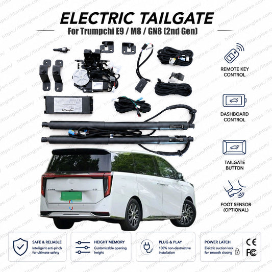 For Trumpchi E9 / GAC M8 (PHEV) / GN8 (2nd Gen) 2022-2027 Smart Power Tailgate Lift Kit by LiTanglee® | Electric Trunk Opener with Soft Close | Flagship Luxury MPV Precision Design | Native CAN-Bus Protocol Integration | Non-Destructive Installation