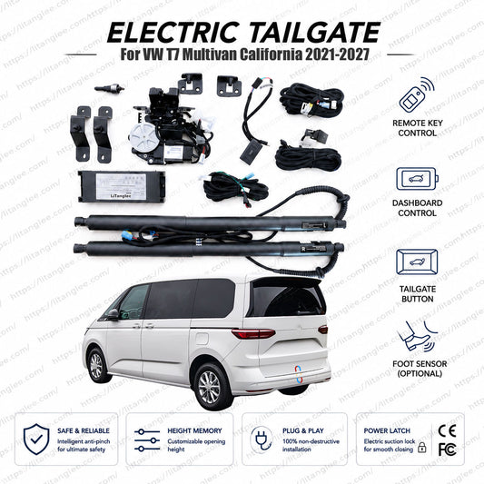Für VW Volkswagen Multivan T7 / California 2021-2027 Smart Power Heckklappenlift-Kit von LiTanglee® | Elektrischer Kofferraumöffner mit Soft Close | Volle MQB-Plattformintegration | Zwei Hochleistungsstreben
