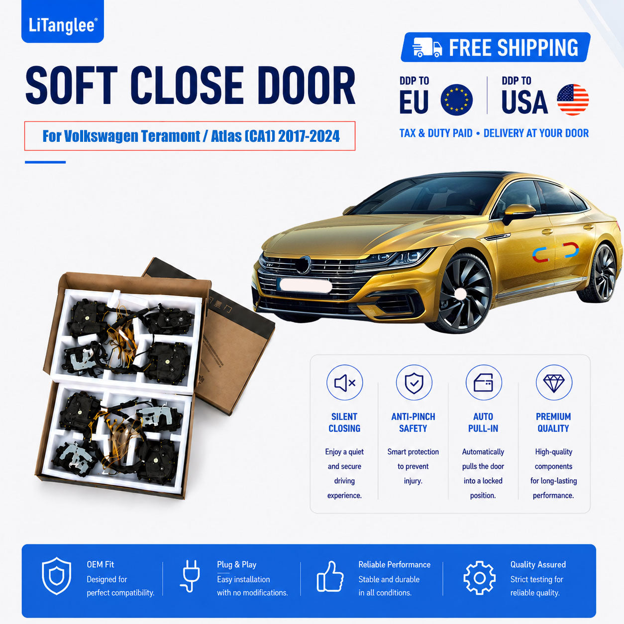 For Volkswagen Arteon 2017-2024 Premium Electric Soft Close Door Kit