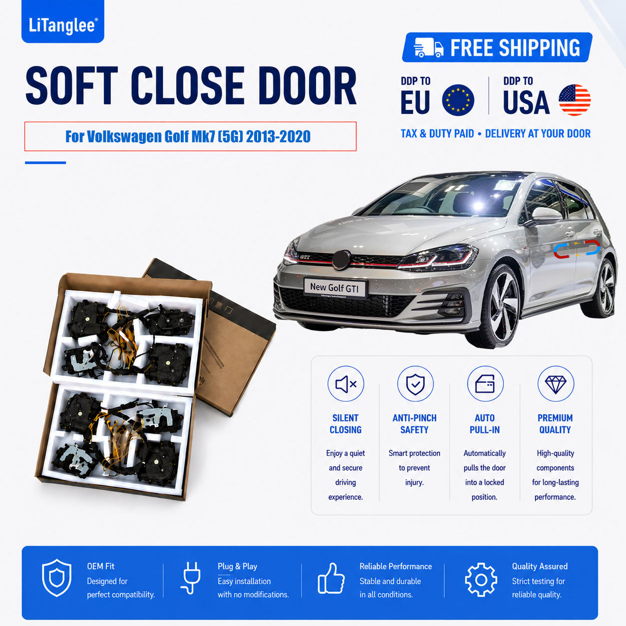 For Volkswagen Golf Mk7 (5G) 2013-2020 Premium Electric Soft Close Door Kit