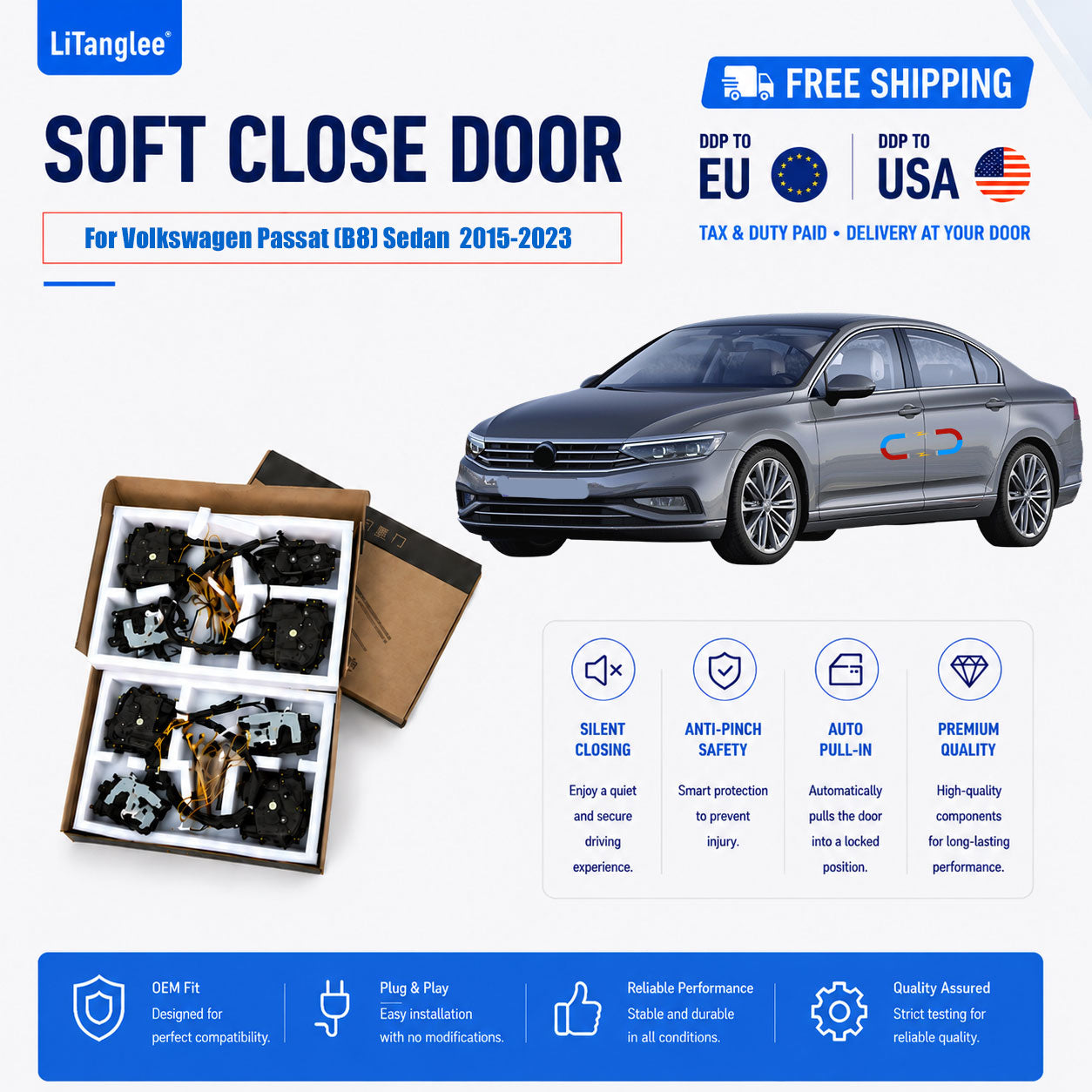 For Volkswagen Passat (B8) Sedan / Wagon 2015-2023 Premium Electric Soft Close Door Kit