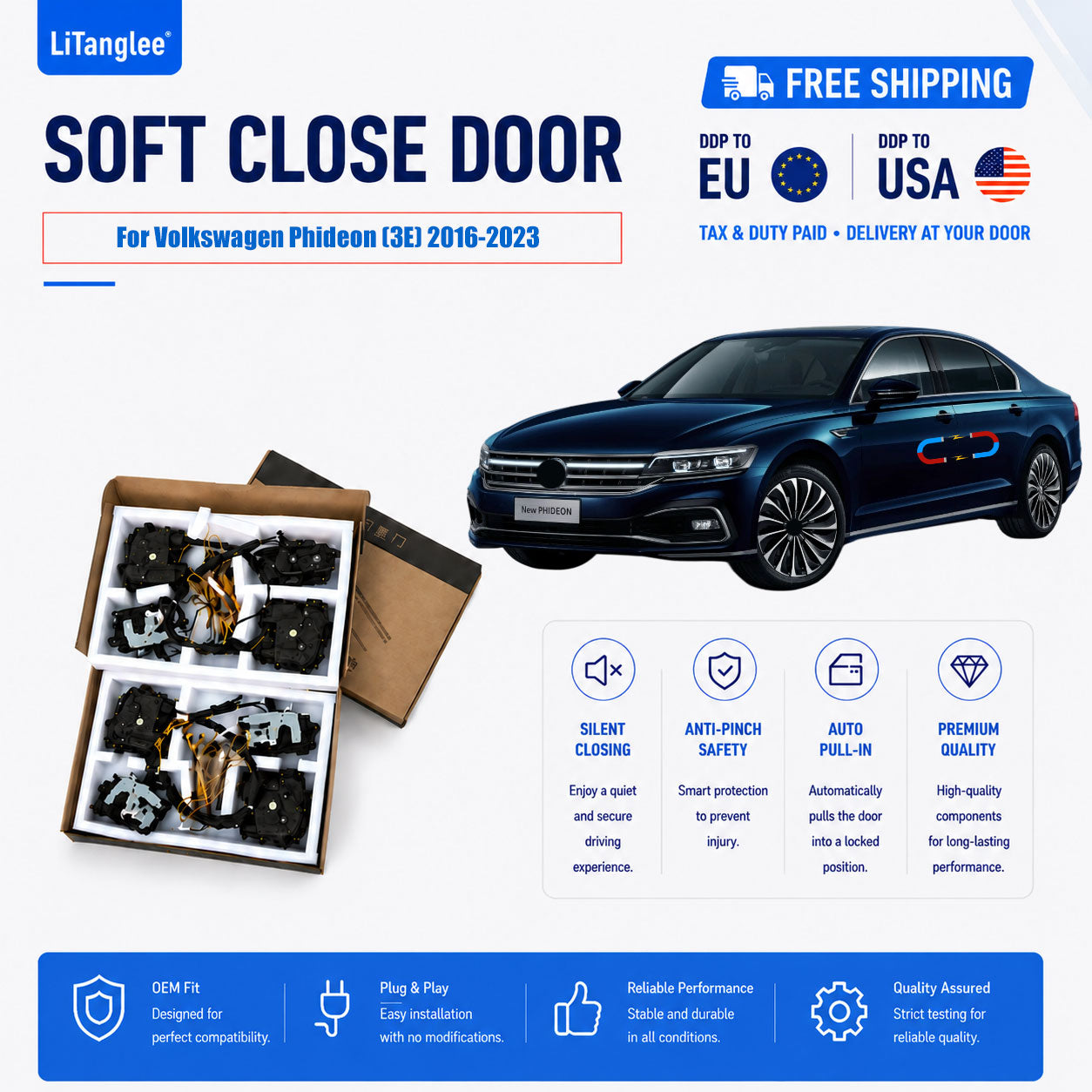 For Volkswagen Phideon (3E) 2016-2023 Premium Electric Soft Close Door Kit
