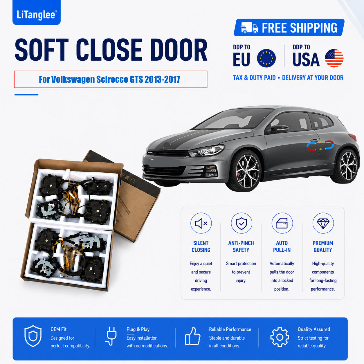 For Volkswagen Scirocco GTS 2013-2017 Premium Electric Soft Close Door Kit