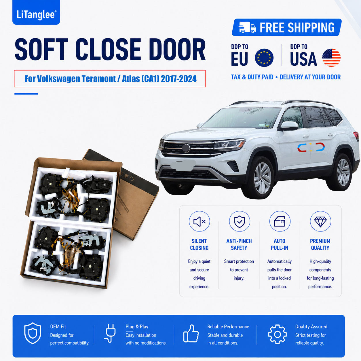 For Volkswagen Teramont / Atlas (CA1) 2017-2024 Premium Electric Soft Close Door Kit