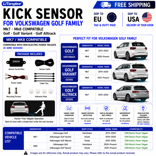 For Volkswagen Golf Golf Variant Golf Alltrack Mk7 Mk8 OEM Electric Power Tailgate Smart Hands-Free Kick Sensor – Foot-Activated Tailgate Opening & Closing System