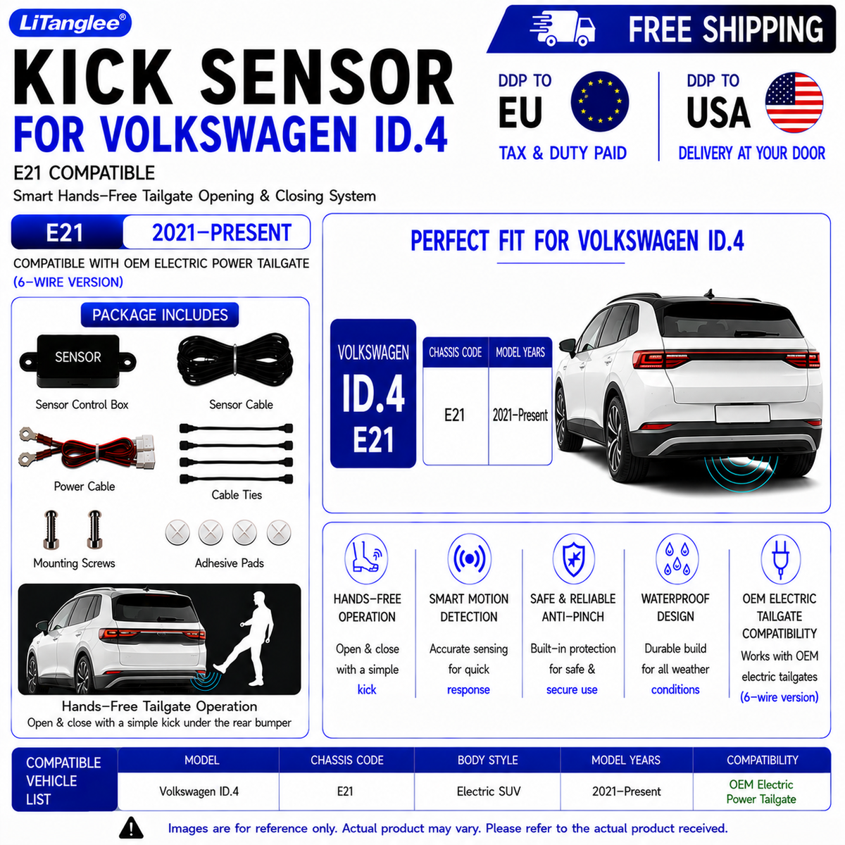 For Volkswagen ID.4 E21 OEM Electric Power Tailgate Smart Hands-Free Kick Sensor – Foot-Activated Tailgate Opening & Closing System