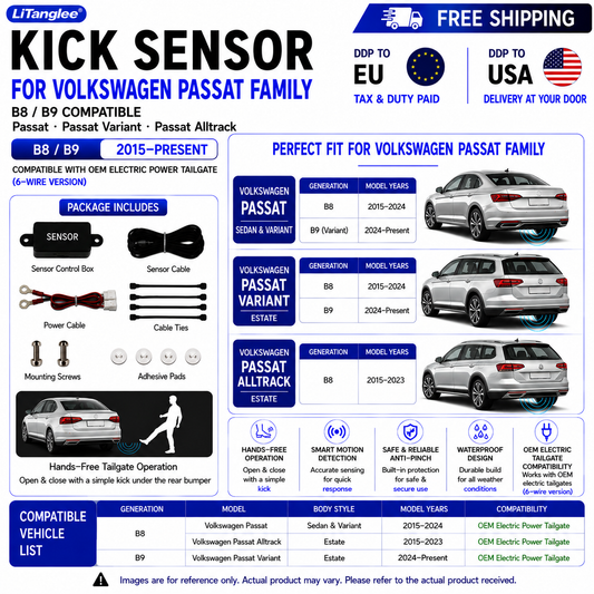 For Volkswagen Passat Passat Variant Passat Alltrack B8 B9 OEM Electric Power Tailgate Smart Hands-Free Kick Sensor – Foot-Activated Tailgate Opening & Closing System