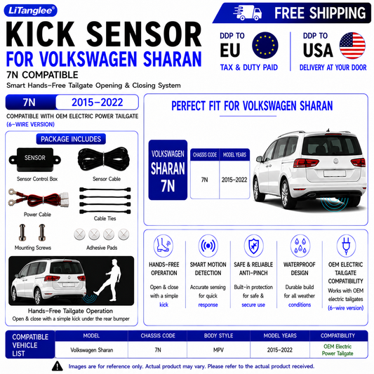 For Volkswagen Sharan 7N OEM Electric Power Tailgate Smart Hands-Free Kick Sensor – Foot-Activated Tailgate Opening & Closing System