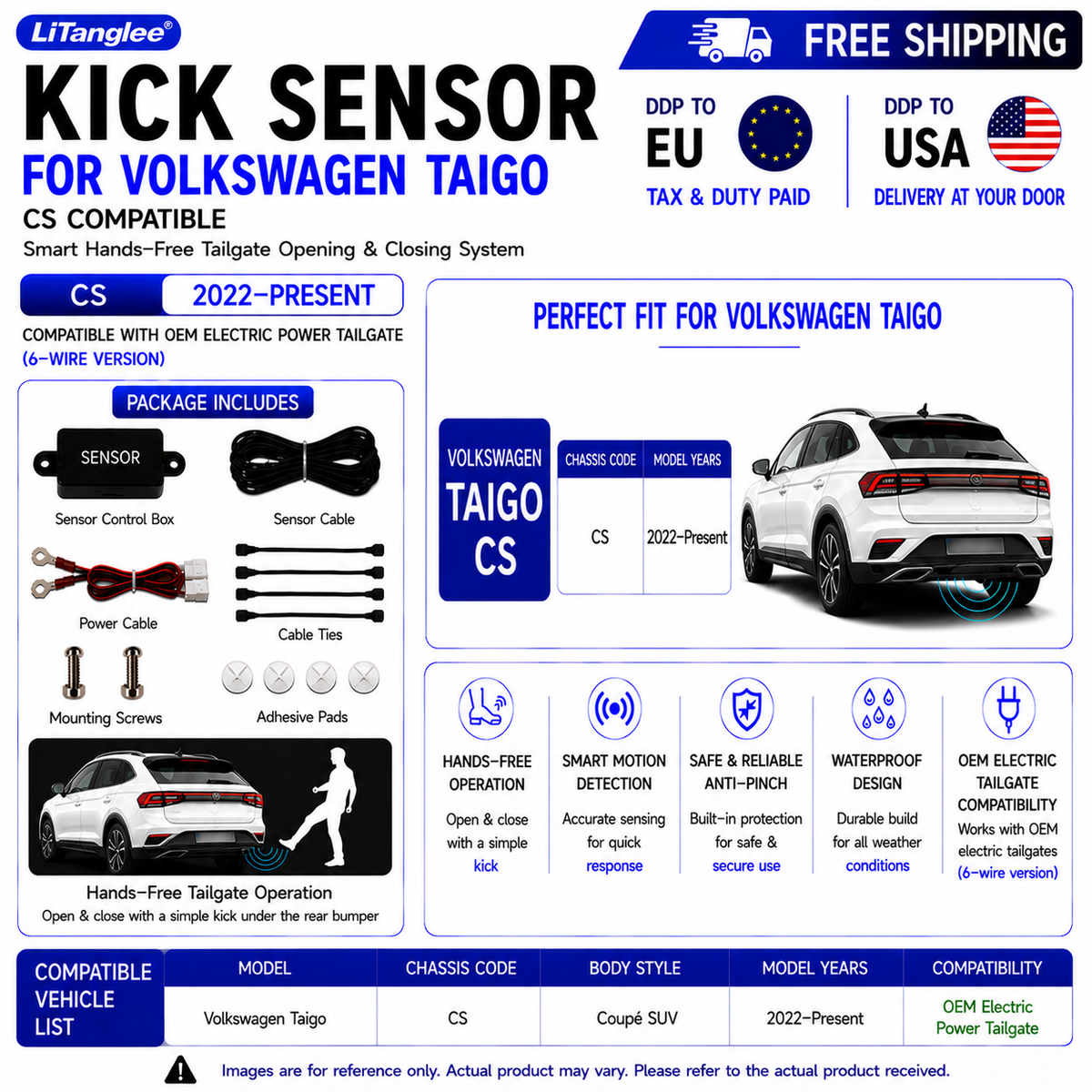 For Volkswagen Taigo CS OEM Electric Power Tailgate Smart Hands-Free Kick Sensor – Foot-Activated Tailgate Opening & Closing System
