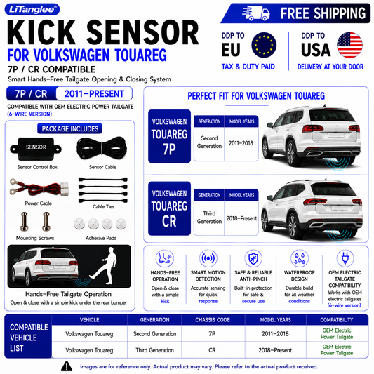 For Volkswagen Touareg 7P CR OEM Electric Power Tailgate Smart Hands-Free Kick Sensor – Foot-Activated Tailgate Opening & Closing System
