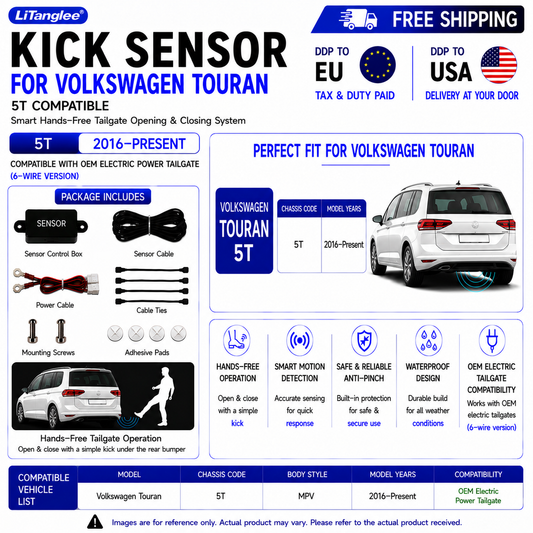 For Volkswagen Touran 5T OEM Electric Power Tailgate Smart Hands-Free Kick Sensor – Foot-Activated Tailgate Opening & Closing System