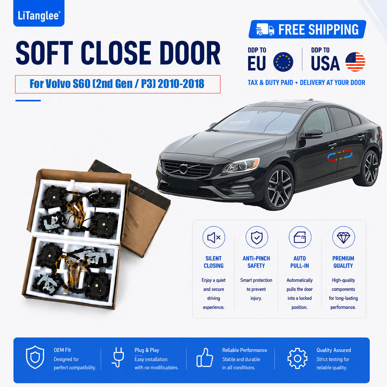 For Volvo S60 (2nd Gen / P3) 2010-2018 4-Door Electric Soft Close System  | LiTanglee
