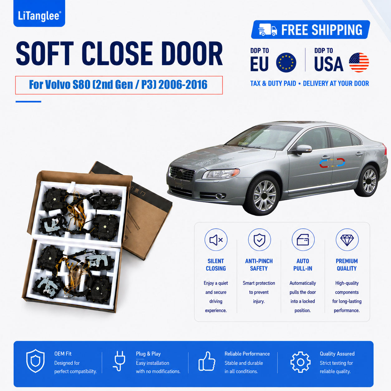 For Volvo S80 (2nd Gen / P3) 2006-2016 4-Door Electric Soft Close System  | LiTanglee