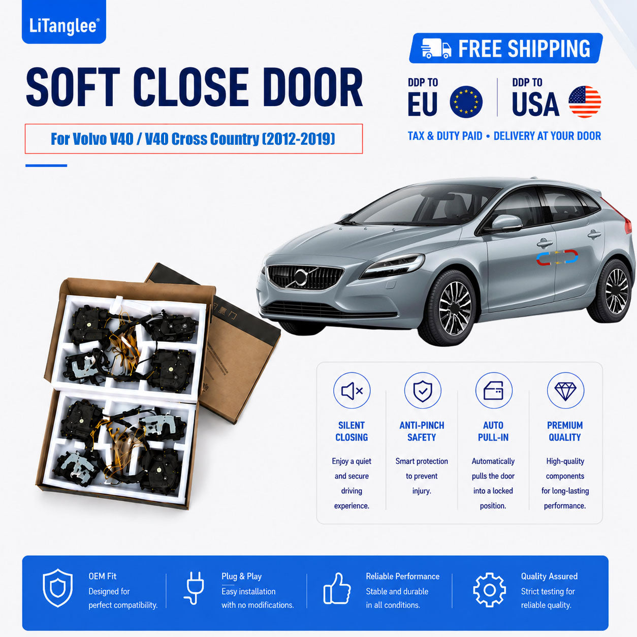 For Volvo V40 / V40 Cross Country (2012-2019)  4-Door Electric Soft Close System | LiTanglee