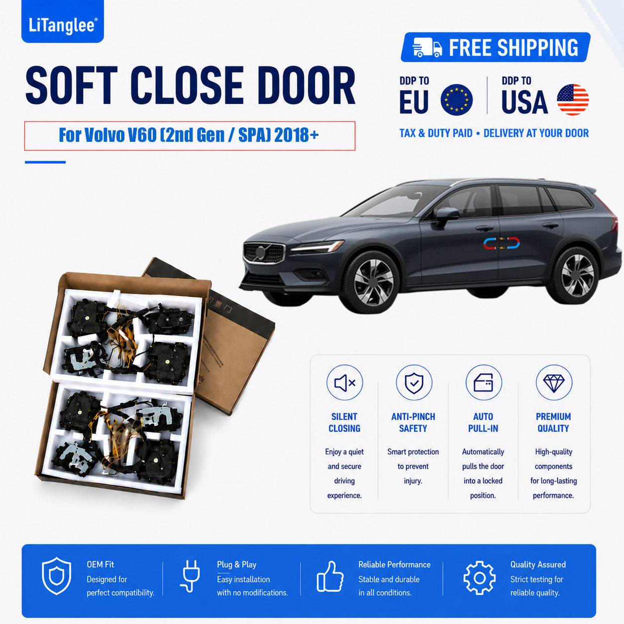 For Volvo V60 (2nd Gen / SPA) 2018+ 4-Door Electric Soft Close System | LiTanglee