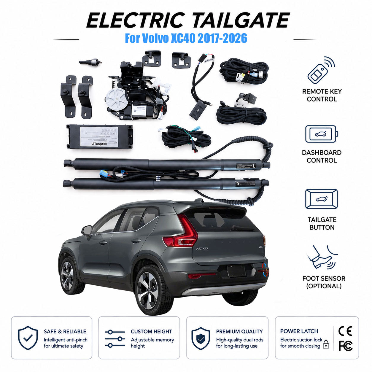 Para Volvo XC40 2017-2026 Kit de elevación automática de portón trasero | Apertura de maletero eléctrica | Ultra silencioso | Ajuste OEM y certificado CE