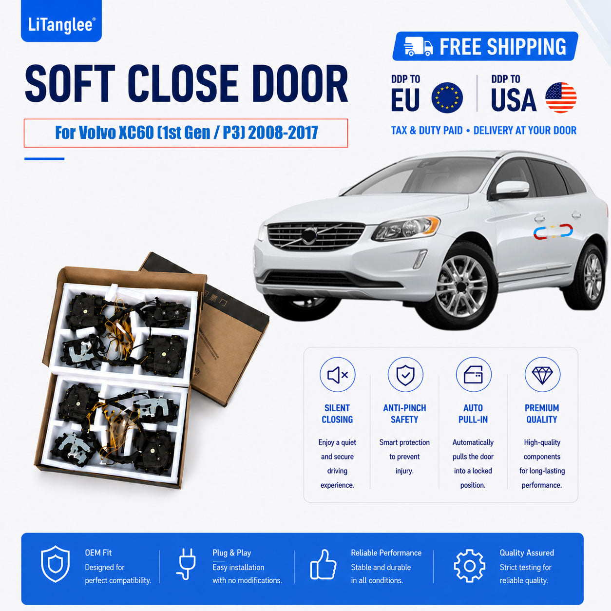 For Volvo XC60 (1st Gen / P3) 2008-2017 4-Door Electric Soft Close System | LiTanglee